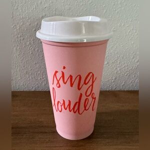 2013 Starbucks Sing Louder, Motivational Pink Hot Cup Travel Coffee Awareness